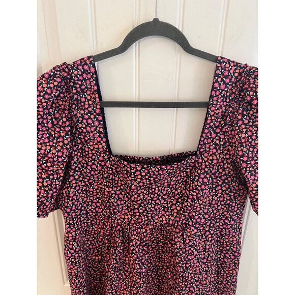 Draper James Dottie Babydoll Floral Poppy‎ Square Neck Shift Dress Sz Large - Picture 3 of 6